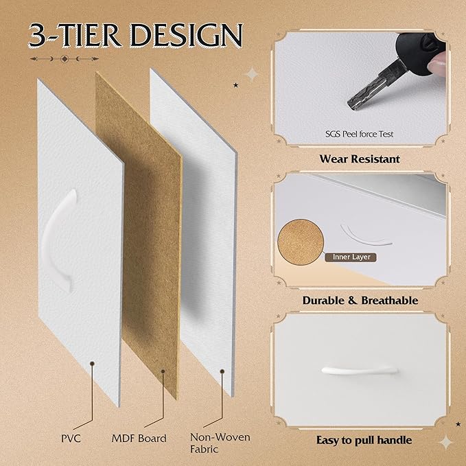 WLIVE White Dresser for Bedroom with 6 Fabric Drawers, Closet Dresser with Metal Frame, Wooden Top, Chest of Drawers for Closet, Living Room, Hallway