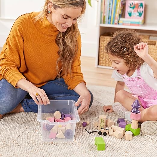 ECR4Kids Scoop Front Storage Bin, Multipurpose Organization, Clear, 15-Piece
