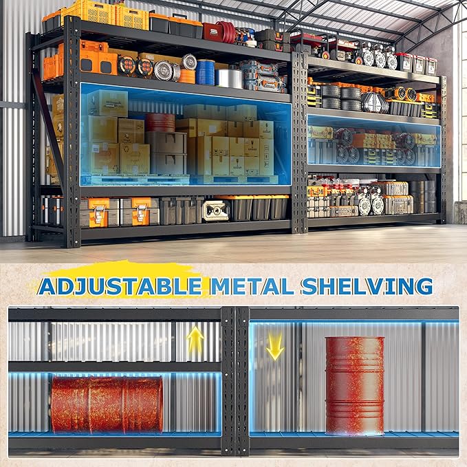 Bepatio 11000LBS Industrial Storage Shelves 2-Pack, 72"H x 60"W x 24"D Super Heavy Duty Shelves, 4-Tier Adjustable Rivet Metal Shelving Unit for Warehouse Distribution Center, Commercial Garage Shop