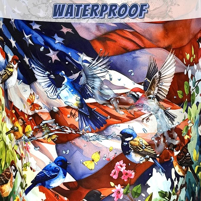Colorful Bird Laundry Basket Foldable American Flag Garden Birds Laundry Hamper With Handle Portable Oxford Cloth Clothes Storage Basket Laundry Bag 18.9"x16.5" For Laundry Room/Bedroom/Bathrooms