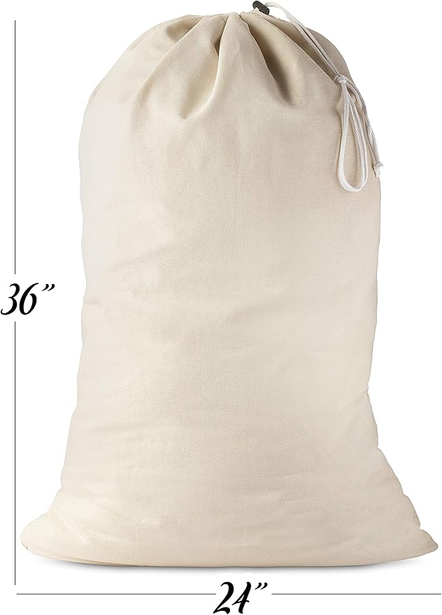 Handy Laundry Cotton Laundry Bag, The Extra Heavy Duty Washable Laundry Bag with Drawstring Makes a Great Cloth Storage Sack for Sleeping Bag, Linen Basket Liner, Hamper Liner and Travel, (2-Pack)