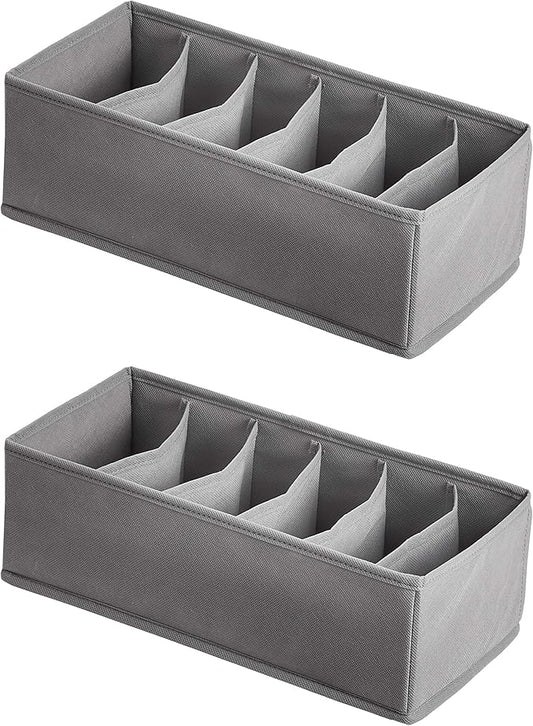 Amazon Basics Underwear Drawer Organizer Dividers for Closet Organization and Storage, Fits Perfectly in Dresser, 2-Pack, Gray | Pack of 2