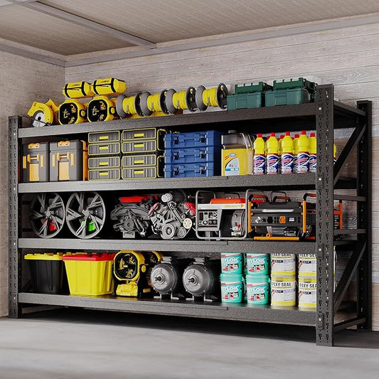 BYNSOE 68" W Storage Shelves 8000lbs Garage Metal Shelving Heavy Duty Garage Shelves Adjustable Storage Shelves for Industrial, Factory, (68" W X 24" D X 63.5" H)