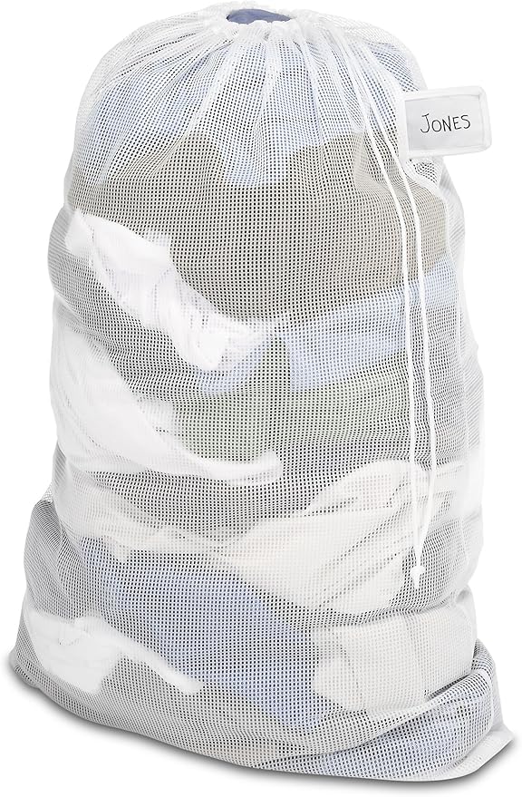 Whitmor Mesh Laundry Bag w/ID Tag White
