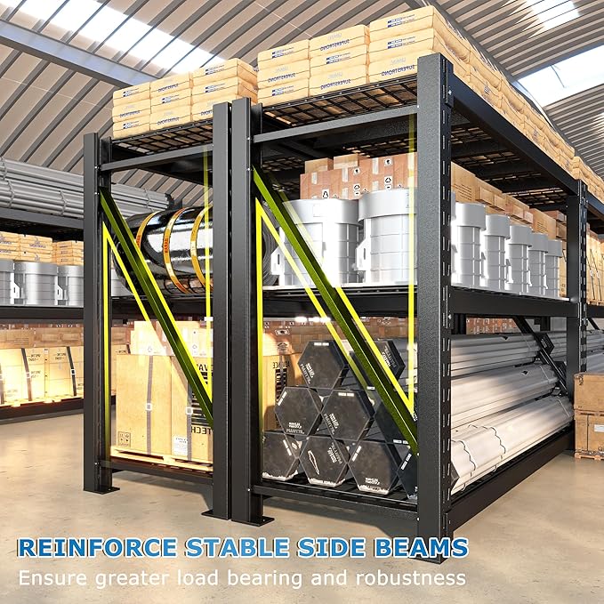Bepatio 8250LBS Industrial Storage Shelves 2-Pack, 66"H x 60"W x 24"D Super Heavy Duty Shelves, 4-Tier Adjustable Rivet Metal Shelving Unit for Warehouse Distribution Center, Commercial Garage Shop