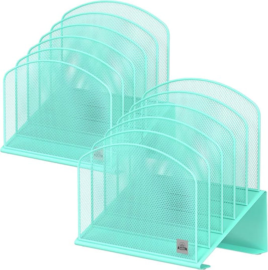 Delifox Inclined Desk File Organizer,Vertical File Folder Holder Stand Metal Rack File Sorter for Office Classroom Desktop Organization