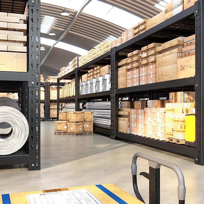 Bepatio 8250LBS Industrial Storage Shelves 2-Pack, 66"H x 60"W x 24"D Super Heavy Duty Shelves, 4-Tier Adjustable Rivet Metal Shelving Unit for Warehouse Distribution Center, Commercial Garage Shop