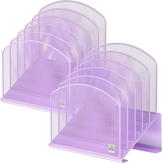 Delifox Inclined Desk File Organizer,Vertical File Folder Holder Stand Metal Rack File Sorter for Office Classroom Desktop Organization