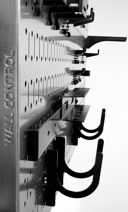 Wall Control Modular Pegboard Tool Organizer System - Wall-Mounted Metal Peg Board Tool Storage Unit for Wall Storage Tiling (Metallic Pegboard)
