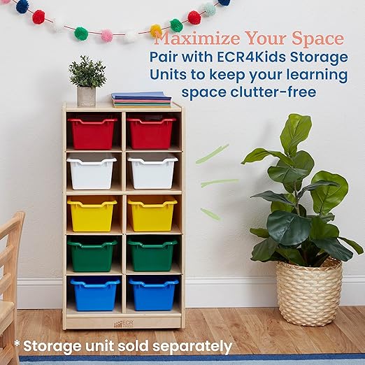 ECR4Kids Scoop Front Storage Bins, Multipurpose Organization, Assorted, 10-Piece