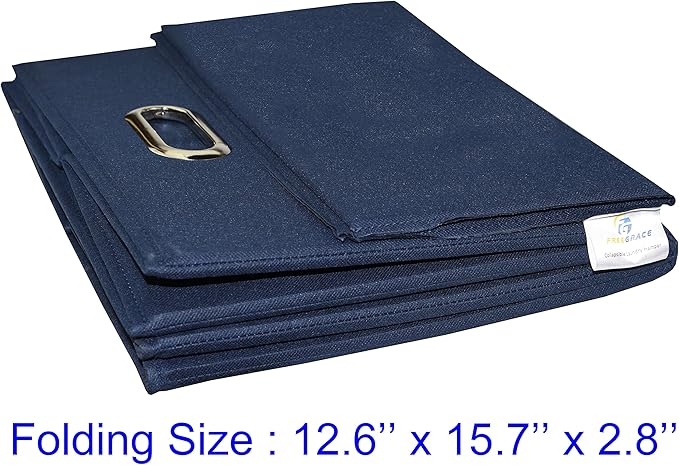 Extra Large Laundry Hamper with Laundry Bag, Foldable Clothes Basket with Metal Handles & Moisture-Resistant Base, Premium Durable Fabric for Bathroom, Dorm, and Family (Navy Blue)