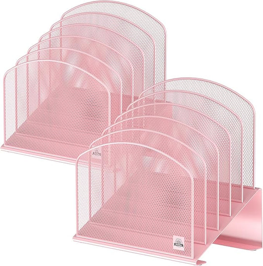 Delifox Inclined Desk File Organizer,Vertical File Folder Holder Stand Metal Rack File Sorter for Office Classroom Desktop Organization