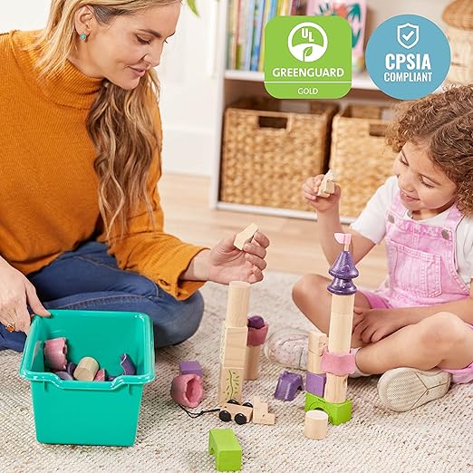 ECR4Kids Scoop Front Storage Bin, Multipurpose Organization, Emerald, 5-Piece