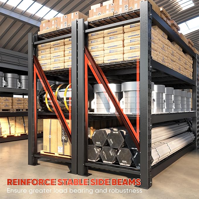 Bepatio 9400LBS Garage Shelving Heavy Duty, 72'H Storage Shelves Metal Shelving Unit, 4Tire Storage Rack Shelf,Adjustable Industrial Shelving for Warehouse Commercial,72'Hx68'Wx23.7'D,2PCS