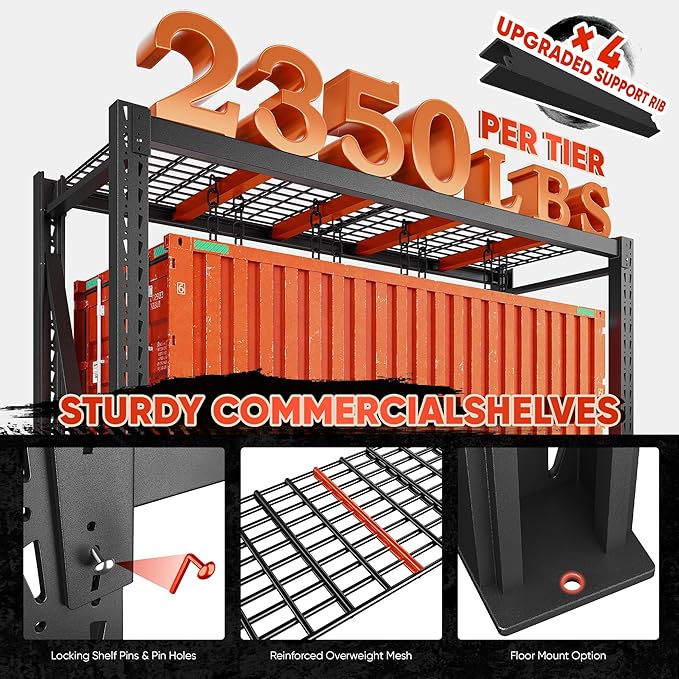 Bepatio 7050LBS Garage Shelving Heavy Duty,68''W Storage Shelves Metal Shelving Unit,3Tire Storage Rack Shelf.Adjustable Industrial Shelving for Warehouse Commercial,68''Wx23.7''Dx66''H, 2PCS