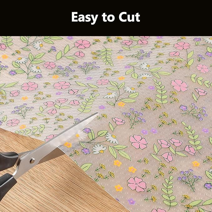 INNOLITES Shelf Liners for Kitchen Cabinets Non-Adhesive Drawer Liner with Floral, Waterproof Durable Easy to Clean, for Refrigerator, Shelves (Pink Purple Rose, 11.8" x 360")