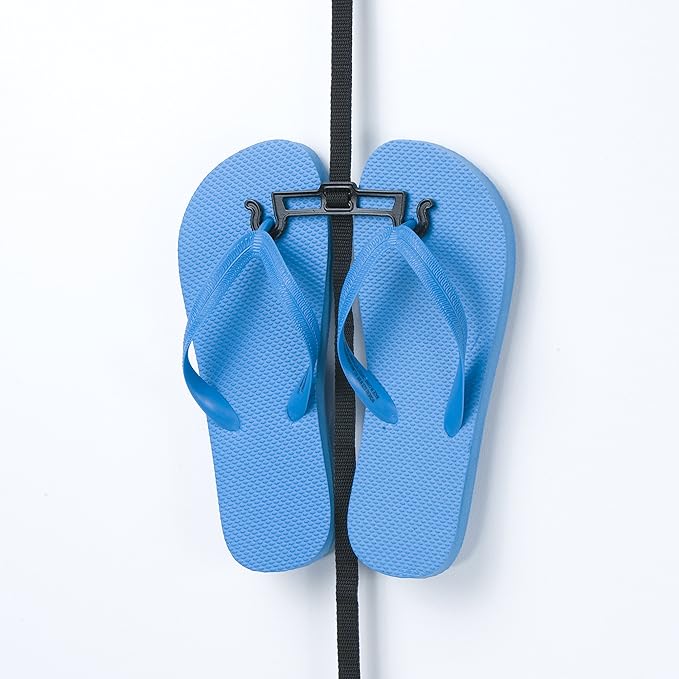 Perfect Curve Flip Flop Rack Organizer | Holds 9 Pairs | Over Door Organizer | Space Saving Shoe Rack | Adjustable Hooks | Organize Flip Flops, Crocs and Oofos | Black
