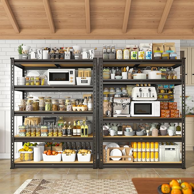 REIBII 2000LBS Garage Shelving Heavy Duty 72''H Storage Shelves 5 Tier Heavy Duty Shelving, Adjustable Metal Shelves for Garage Pantry Closet Kitchen Basement 35.5" W x72 H x 15.8" D, 3 Pack