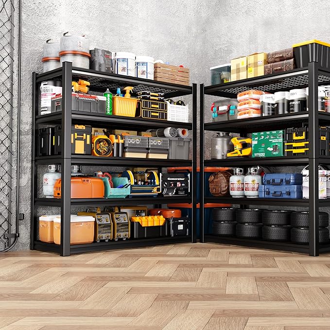 59" W Garage Shelving Heavy Duty Storage Shelves, Adjustable Metal Shelving Unit, Utility Garage Organizer Shelf for Basement, Pantry, Kitchen, Warehouse, Supermarket, 59" W x 19.7" D x 72" H