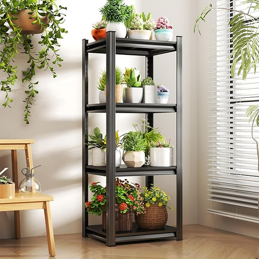 16''D*16W'' Garage Shelving Metal Garage Shelf Unit 4-Tier Storage Shelves Heavy Duty Shelf Organizer Industrial Shelves for Warehouse Basement Kitchen Pantry Commercial, Black