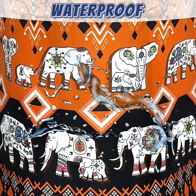 Elephants Laundry Basket Foldable Boho Elephant Animals Laundry Hamper With Handle Portable Oxford Cloth Clothes Storage Basket Laundry Bag 18.9"x16.5" For Laundry Room/Bedroom/Bathrooms
