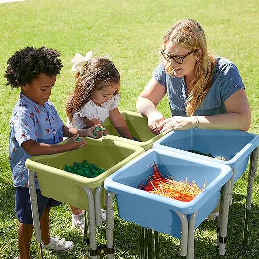 ECR4Kids Stackable Square Bins with Non-Snap Lids, Multipurpose Organization, Fern Green, 4-Pack