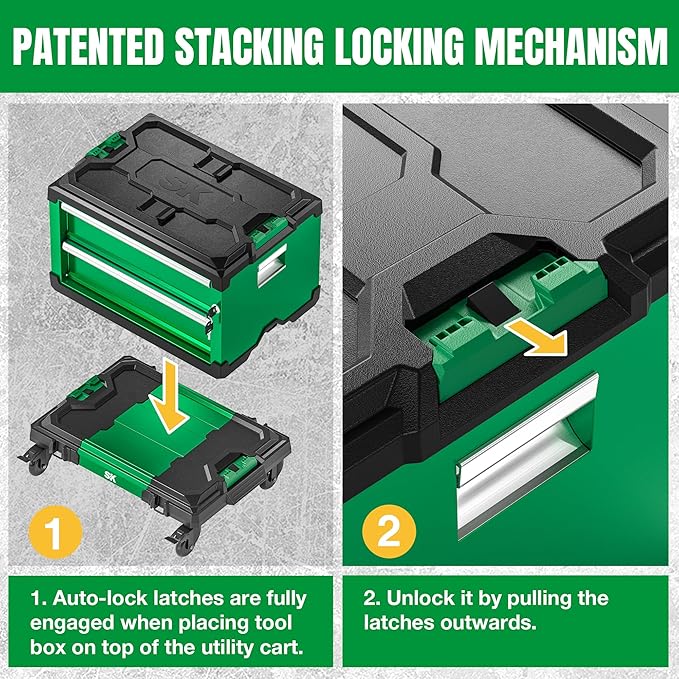 SK Utility Cart, Dolly Cart, Rolling Tool Cart, Patented Auto-Lock Mechanism, Holds up to 500 Lbs