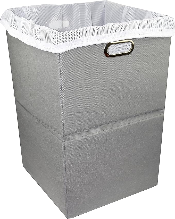 Extra Large Laundry Hamper with Laundry Bag, Foldable Clothes Basket with Metal Handles & Moisture-Resistant Base, Premium Durable Fabric for Bathroom, Dorm, and Family (Gray)