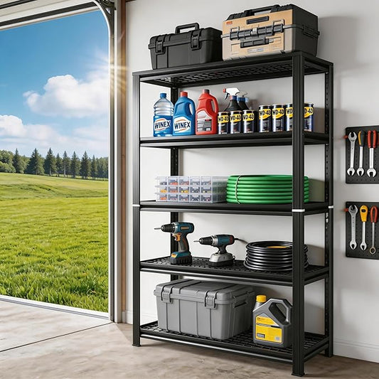 Metal Garage Shelving Unit, Heavy Duty Adjustable Storage Shelves, Steel Shelving, 3000 lbs Capacity, Industrial Shelves for Heavy Tools and Equipment, 5Tier-35.4" Wx 15.7" Dx 71.2" H