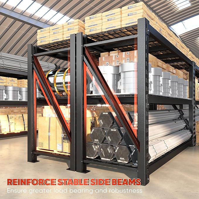 Bepatio 7050LBS Garage Shelving Heavy Duty,68''W Storage Shelves Metal Shelving Unit,3Tire Storage Rack Shelf.Adjustable Industrial Shelving for Warehouse Commercial,68''Wx23.7''Dx66''H, 2PCS