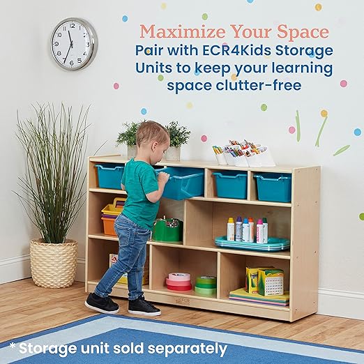 ECR4Kids Scoop Front Storage Bin, Multipurpose Organization, Turquoise, 5-Piece