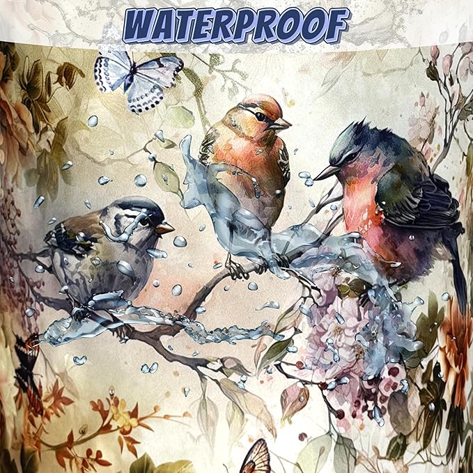 Vintage Floral Birds Laundry Basket Foldable Bird Laundry Hamper With Handle Portable Oxford Cloth Clothes Storage Basket Colorful Laundry Bag 18.9"x16.5" For Laundry Room/Bedroom/Bathrooms