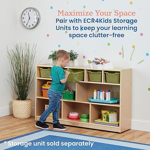 ECR4Kids Scoop Front Storage Bin, Multipurpose Organization, Fern Green, 5-Piece