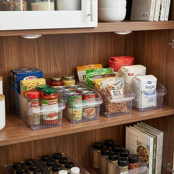 BINO | Plastic Storage Bins with Wheels, Large | THE ROLLER COLLECTION | Clear Storage Bins for Organization | Clear Containers for Pantry | Fridge & Freezer Organizer Bin Cabinet & Pantry Organizers