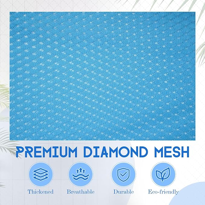 6 Pack 20 x 17 Inches Blue Soft Mesh Laundry Bag with Handles Machine Washable Secure Drawstring Closure Large Sturdy Mesh Net Laundry for College Travel Dorm Laundromat