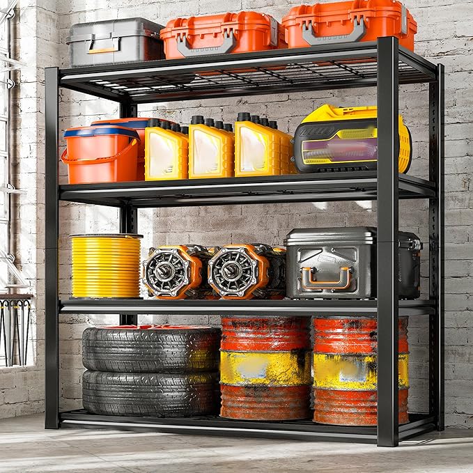 REIBII 40" W Garage Shelving Heavy Duty 2240 LBS Load Capacity 4 Tier Adjustable Metal Shelving Unit for Garage Warehouse Basement Industrial Shelving 40" W × 19.5" D × 59.5" H, 2 Pack