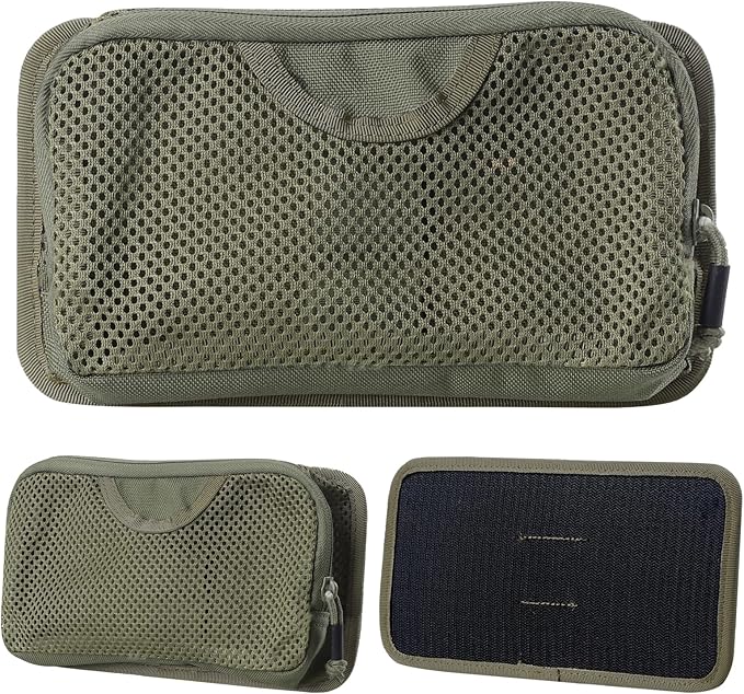 LIVANS Tactical Mesh Zipper Pouch, Modular Insert Panel Organizer EDC Utility Storage Pocket with Hook-N-Loop Fasteners for Backpack Bag Accessories