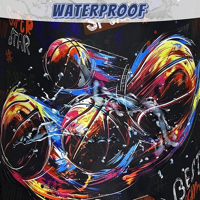 Basketball Graffiti Laundry Basket Foldable Funny Sports Laundry Hamper With Handle Portable Oxford Cloth Clothes Storage Basket Laundry Bag 18.9"x16.5" For Laundry Room/Bedroom/Bathrooms
