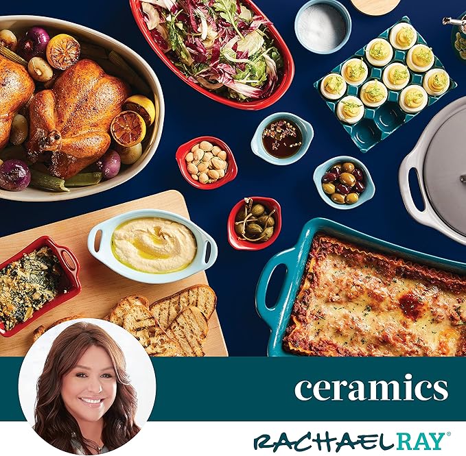Rachael Ray Solid Glaze Ceramics Egg Tray/Holder, 12 Cup, Dark Gray