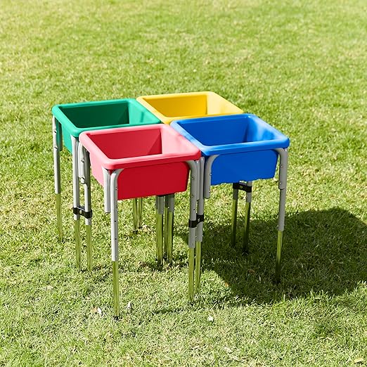 ECR4Kids Stackable Square Bins with Non-Snap Lids, Multipurpose Organization, Yellow, 4-Pack