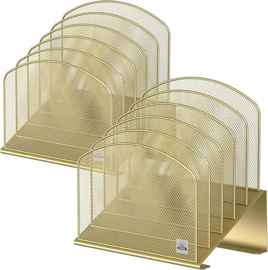 Delifox Inclined Desk File Organizer,Vertical File Folder Holder Stand Metal Rack File Sorter for Office Classroom Desktop Organization