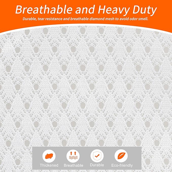 Polecasa Extra Heavy Duty Large Diamond Mesh Laundry Bags 24 x 36" with Drawstring Closure & ID Tag, Storage Bag for College, Travel, Sports, Dorms, White