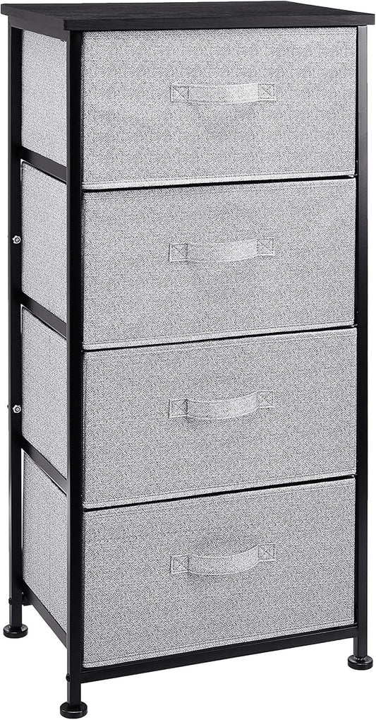 Amazon Basics Fabric 4-Drawer Storage Organizer Unit for Bedroom Closet, Black
